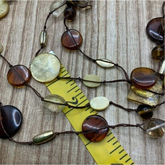 Coldwater Creek Double Strand Dichroic Glass Disc Bead Necklace - Picture 3 of 4